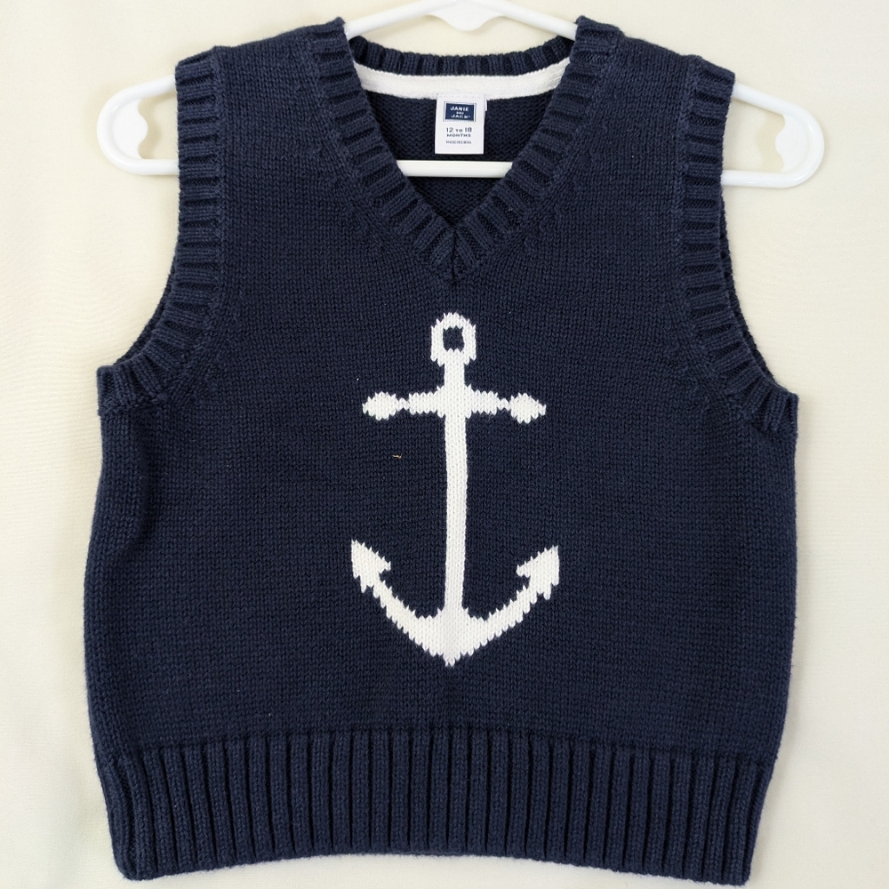 Janie & Jack Navy Nautical Vest ~ 12/18 mo